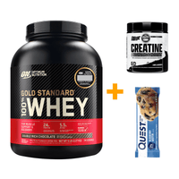 Gold Standard 5LB + Creatina NUTREX + Barra Quest