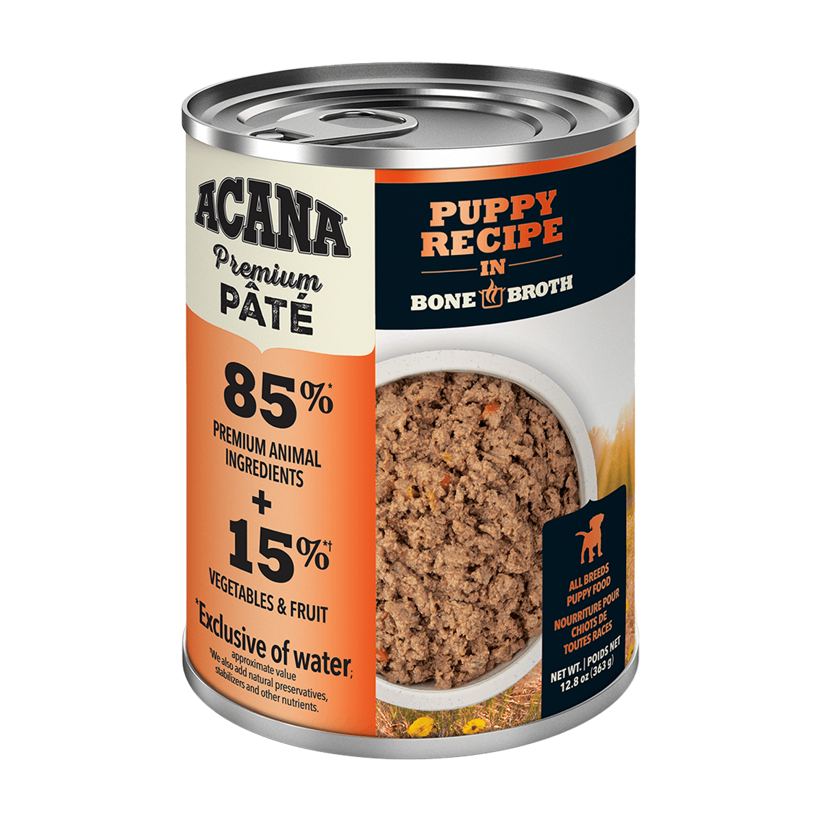 Alimento húmedo Puppy in Bone Broth Acana 360 g lata