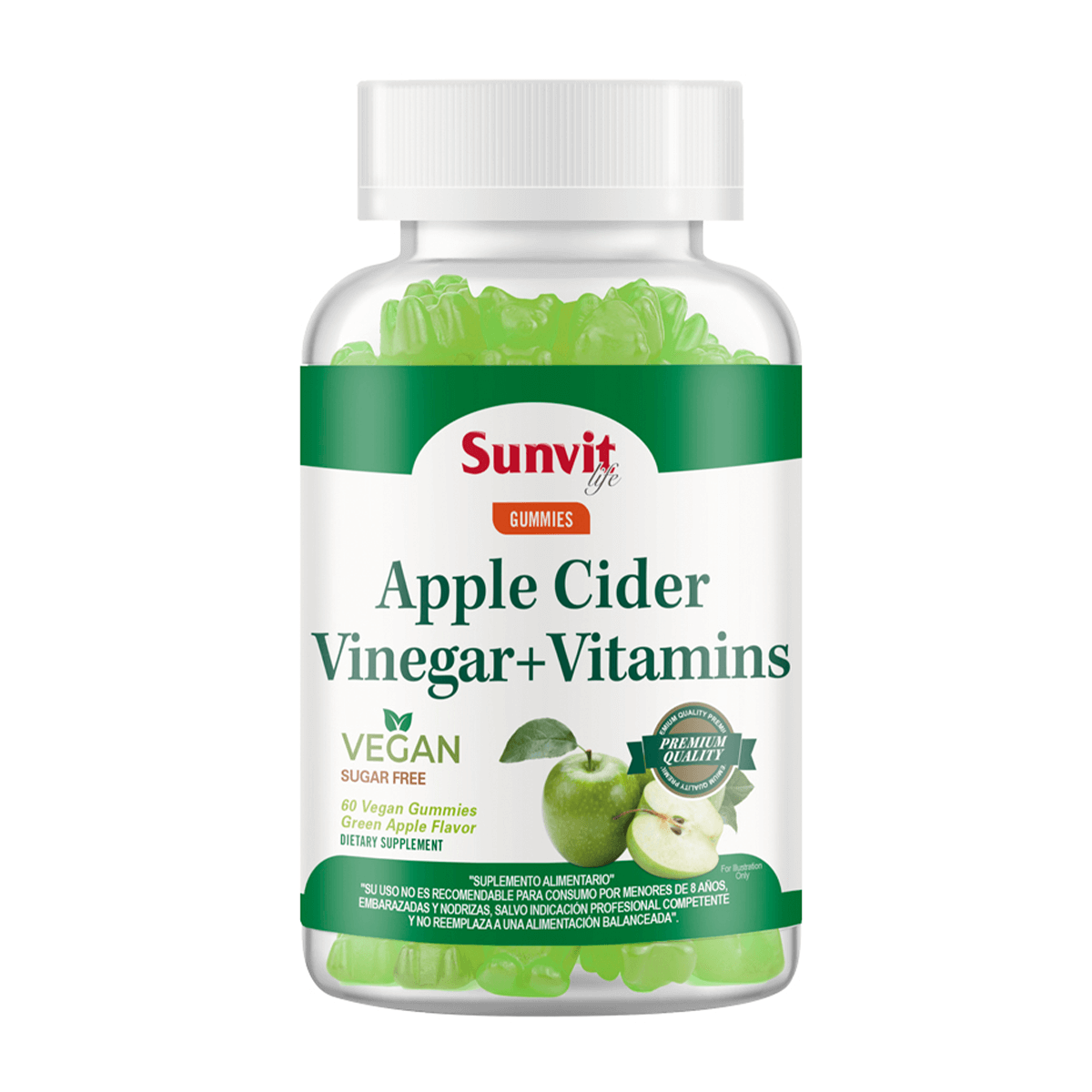Gomitas Vinagre Manzana + Vitaminas, Manzana 60 Gummies, SVL